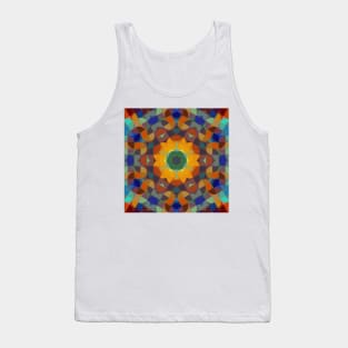 Retro Mandala Flower Blue Orange and Green Tank Top